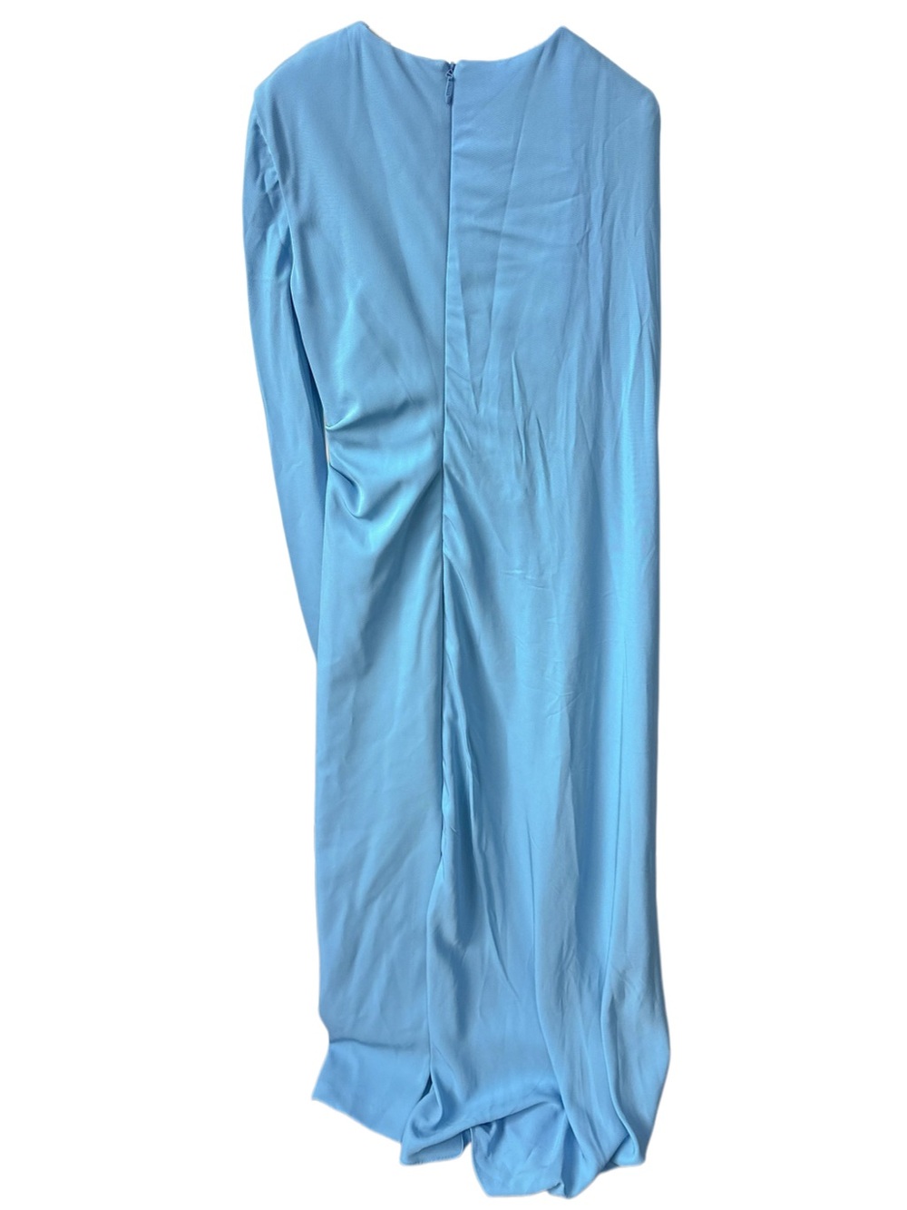 Rachel Gilbert Dion Blue Long Sleeve caped draped asymmetrical Maxi gown NWOT - Picture 9 of 14